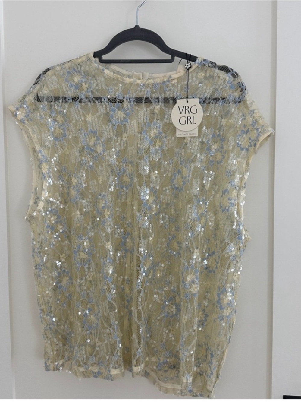 VRG GRL Cream Lace Sequin Blouse